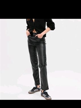 GAP Black Faux Leather Straight-Leg Pants